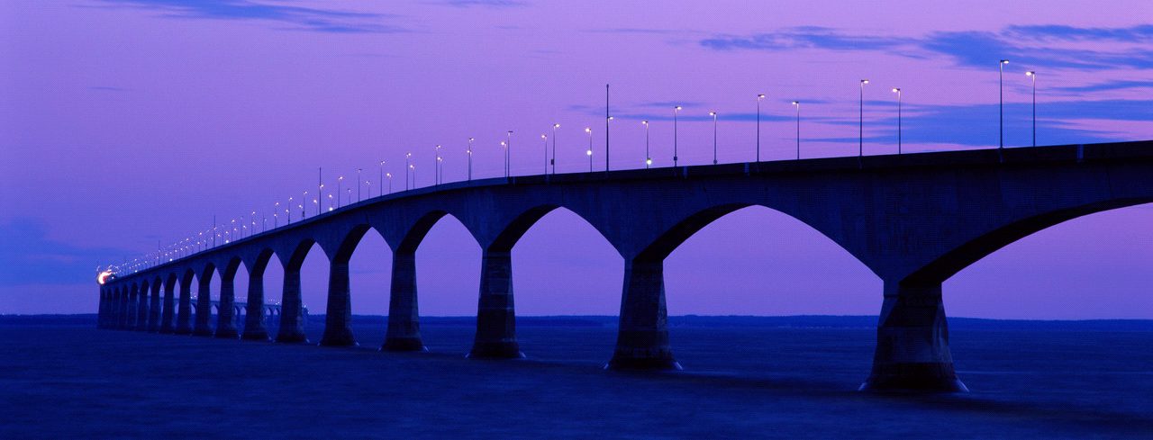 The Confederation Bridge at dusk